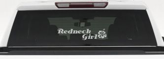 Redneck Girl Hibiscus Flower Country Car or Truck Window Decal Sticker (Light Gray)