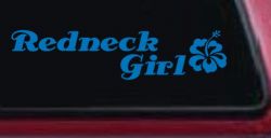 Redneck Girl Hibiscus Flower Country Car or Truck Window Decal Sticker (Sky Blue)