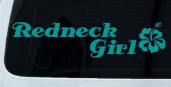 Redneck Girl Hibiscus Flower Country Car Truck Window Vinyl Decal Sticker (Turquoise)
