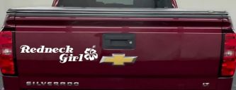 Redneck Girl Hibiscus Flower Country Car or Truck Window Decal Sticker (White)