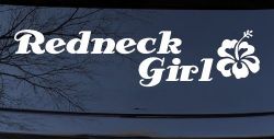Redneck Girl Hibiscus Flower Country Car or Truck Window Decal Sticker
