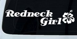 Redneck Girl Hibiscus Flower Country Car or Truck Window Decal Sticker