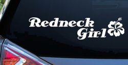 Redneck Girl Hibiscus Flower Country Car or Truck Window Decal Sticker