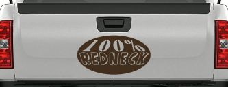 100 Percent Redneck Country Car or Truck Window Decal Sticker (Brown)