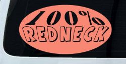 100 Percent Redneck Country Car or Truck Window Decal Sticker (Coral)