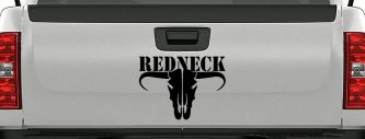 Redneck Longhorn Skull Country Car or Truck Window Decal Sticker (Black)