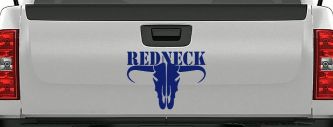 Redneck Longhorn Skull Country Car or Truck Window Decal Sticker (Navy)