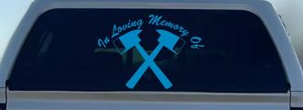 In Memory Of Fireman Car or Truck Window Decal Sticker (Blue)