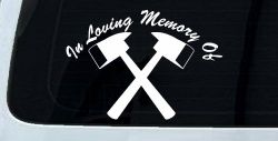In Memory Of Fireman Car or Truck Window Decal Sticker