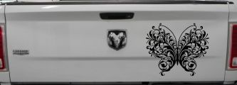 Swirl Butterfly Butterflies Car or Truck Window Decal Sticker (Black)