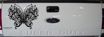Swirl Butterfly Butterflies Car or Truck Window Decal Sticker (Black)