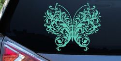 Swirl Butterfly Butterflies Car or Truck Window Decal Sticker (Mint)