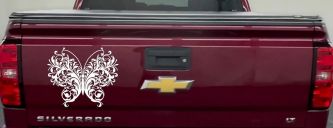 Swirl Butterfly Butterflies Car or Truck Window Decal Sticker (White)