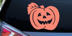 Jack O Lantern Car Decal Halloween Truck Window Vinyl Sticker (Coral)