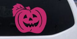 Jack O Lantern Halloween Car or Truck Window Decal Sticker (Hot Pink)