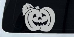 Jack O Lantern Halloween Car or Truck Window Decal Sticker (Light Gray)