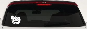 Jack O Lantern Halloween Car or Truck Window Decal Sticker (White)
