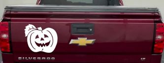 Jack O Lantern Halloween Car or Truck Window Decal Sticker (White)