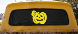 Jack O Lantern Halloween Car or Truck Window Decal Sticker (Yellow)