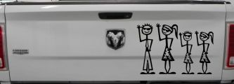 Cool Waving 2 Kids Stick Family Car or Truck Window Decal Sticker (Black)