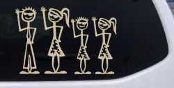 Cool Waving 2 Kids Stick Family Car or Truck Window Decal Sticker (Desert Sand)