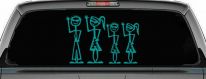 Waving Stick Family Decal for Car & Truck Windows - 2 Kids Fun Sticker (Turquoise)