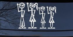 Cool Waving 2 Kids Stick Family Car or Truck Window Decal Sticker