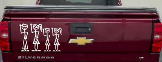 Cool Waving 2 Kids Stick Family Car or Truck Window Decal Sticker (White)
