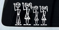 Cool Waving 2 Kids Stick Family Car or Truck Window Decal Sticker