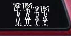 Cool Waving 2 Kids Stick Family Car or Truck Window Decal Sticker