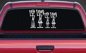 Cool Waving 2 Kids Stick Family Car or Truck Window Decal Sticker