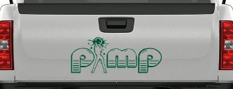 PIMP Car or Truck Window Decal Sticker (Dark Green)