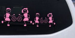 Basketball Stick Family 2 Kids Car Truck Window Vinyl Decal Sticker (Pink)