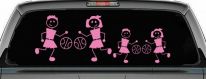 Basketball Stick Family 2 Kids Car Truck Window Vinyl Decal Sticker (Pink)