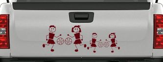 Basketball Stick Family 2 Kids Car or Truck Window Decal Sticker (Purple Red)