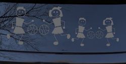 Basketball Stick Family 2 Kids Car or Truck Window Decal Sticker (Silver)