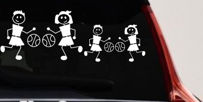 Basketball Stick Family 2 Kids Car Truck Window Vinyl Decal Sticker