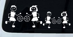 Basketball Stick Family 2 Kids Car or Truck Window Decal Sticker