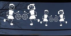 Basketball Stick Family 2 Kids Car or Truck Window Decal Sticker