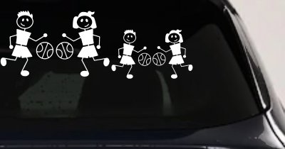 Basketball Stick Family 2 Kids Car Truck Window Vinyl Decal Sticker