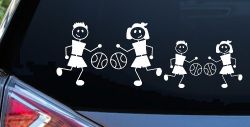 Basketball Stick Family 2 Kids Car or Truck Window Decal Sticker