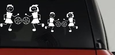 Basketball Stick Family 2 Kids Car Truck Window Vinyl Decal Sticker