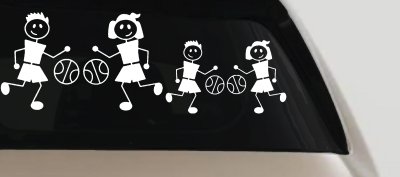 Basketball Stick Family 2 Kids Car Truck Window Vinyl Decal Sticker