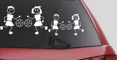 Basketball Stick Family 2 Kids Car Truck Window Vinyl Decal Sticker