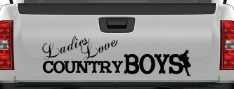 Ladies Love Country Boys Decal for Cars Trucks Windows (Black)