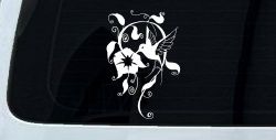 Swirl Vine Flower Hummingbird Car or Truck Window Decal Sticker