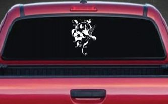 Swirl Vine Flower Hummingbird Car or Truck Window Decal Sticker