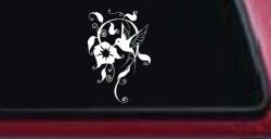 Swirl Vine Flower Hummingbird Car or Truck Window Decal Sticker