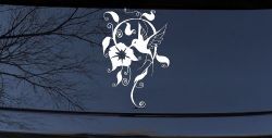 Swirl Vine Flower Hummingbird Car or Truck Window Decal Sticker