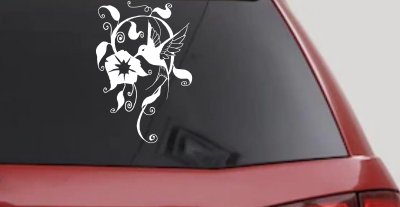 Hummingbird Swirl Vine Flower Car Truck Window Vinyl Decal Sticker